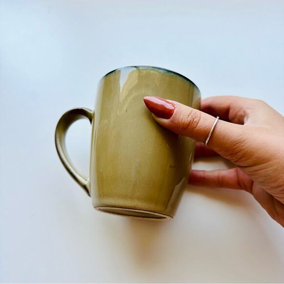 3 VINTAGE Neutral Tan Beige Black Inner Rim Classic Glaze Ceramic Coffee Mug Set - Picture 14 of 16